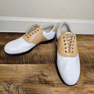 NWOB FootJoy Summer Series 98603 Oxford White Tan Womens Golf Shoes Size 8 1/2 M